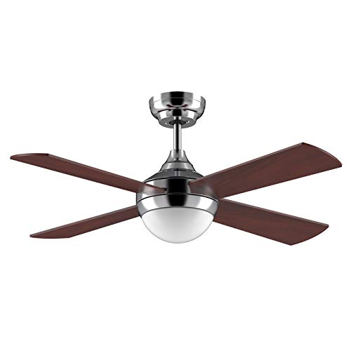 Ovlaim 48 Inch Ceiling Fan with Remote Control, DC Motor LED Light Ceiling Fan Modern Wood Fan Blade Noiseless Reversible Motor, Indoor Ceiling Fan with 6 Speed 4 Wood Blades,Brown