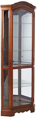 5-Shelf Corner Curio Cabinet Medium Brown and Clear