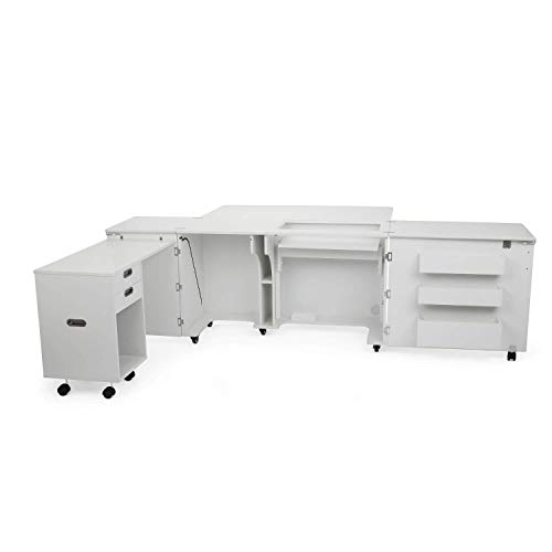 Arrow K8611 Aussie II Kangaroo Sewing, Cutting, Quilting, Crafting Cabinet with Storage, Portable with Wheels and Airlift, Large, White Ash Finish