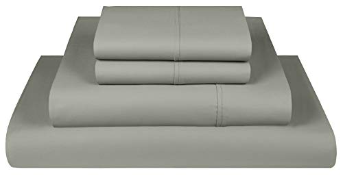 Threadmill Home Linen 800 Thread Count King Sheet Sets - 100% Extra-Long Staple Cotton Sheets, Luxury 4 Piece Set for King Size Bed with Deep Pocket, Smooth Sateen Weave, Moon Rock Grey