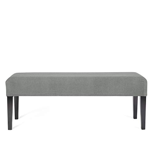 WOMACO Bench Slipcover for Dining Room Water Repellent Stretchable Removable Upholstered Kitchen Rectangle Bench Cover Protector for Pets Kids (Light Gray, Medium)