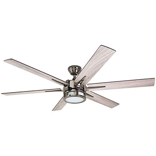 Honeywell Ceiling Fans 51035-01Kaliza Modern LED Ceiling Fan with Remote Control, 6 Blade Large 56', Gun Metal 52'