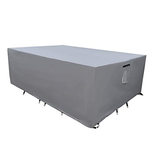 SERHOM Patio Furniture Covers, Waterproof Anti-UV 600D Heavy Duty Durable Table Cover for Outdoor Dining Table, Grey, 84x44x29