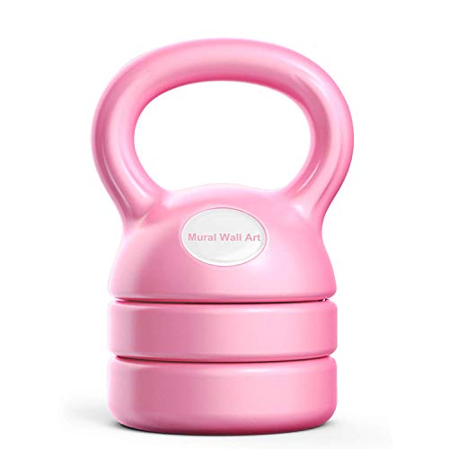 Mural Wall Art Kettlebell, Adjustable Kettlebell 5-12 lb, Great for Full-Body Workout and Strength Training - Pink