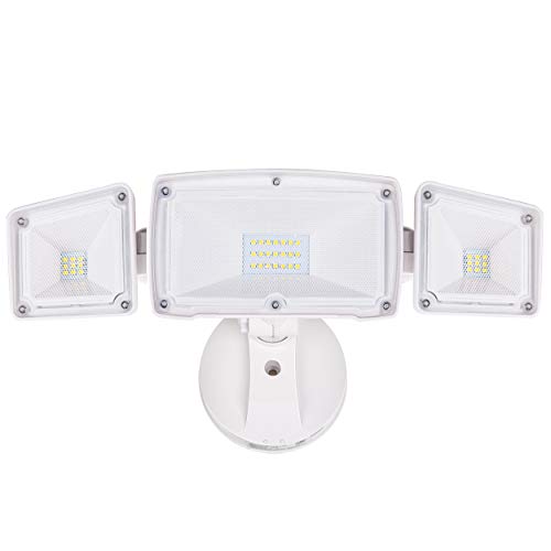 Amico 3500LM LED Security Light, 30W Super Bright Outdoor Flood Light, ETL- Certified, 5000K, IP65 Waterproof, 3 Adjustable Heads for Garage, Patio, Garden, Porch&Stair(White Light)