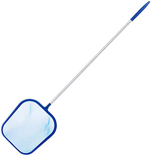 FVILIPUS Professional Pool Skimmer Net,Aluminum Telescopic Pole Leaf Skimming Net,with 5 Sections 47' Detachable Pole,Quick Cleaning of Debris and Leaves on The Ground and in The Swimming Pool (Blue)