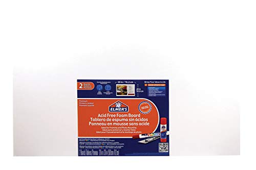 Elmer's Acid-Free Foam Boards, 20 x 30 Inches, 3/16-Inch Thick, Bright White, 2-Count (902015)
