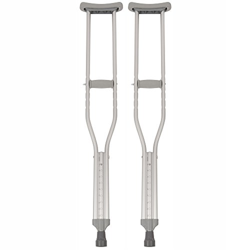 PCP Push Button Adjustable Height Crutches, Chrome, Adult Regular Size