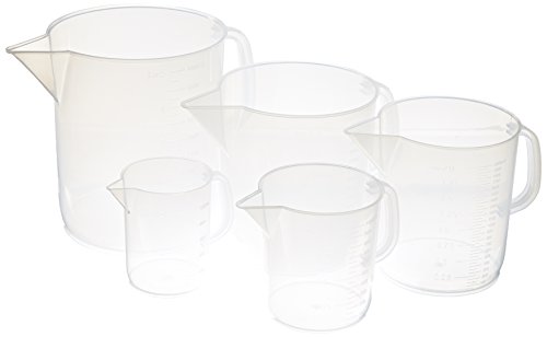 Delta Education - 1288619 5 Piece Polypropylene Short Form Plastic Pitchers Set, Clear