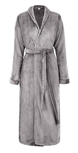 Simplicity Unisex Plush Spa Hotel Kimono Bath Robe Bathrobe Sleepwear Steel Grey, One Size