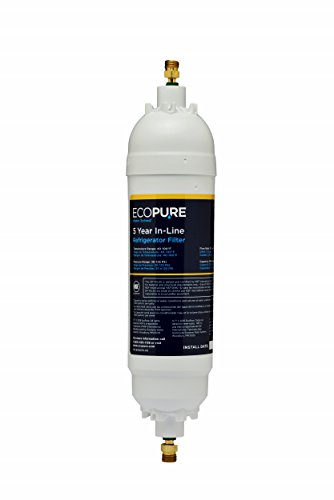 EcoPure EPINL30 5 Year in-Line Refrigerator Filter-Universal Includes Both 1/4' Compression and Push to Connect Fittings