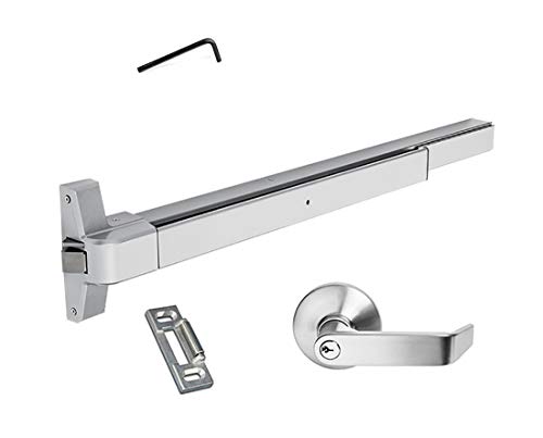 Dynasty Hardware Push Bar Panic Exit Device Aluminum, with Exterior Lever