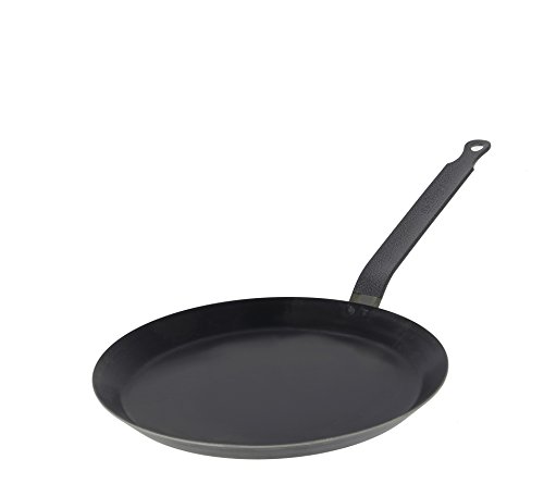 De Buyer Crepe Pan, Blue Steel, Made in France, 8-Inch Cooking Surface, 9.5-Inches Rim to Rim