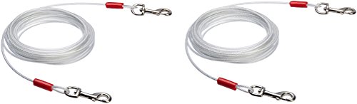 AmazonBasics Tie-Out Cable for Dogs up to 90lbs, 25 Feet, Set of 2