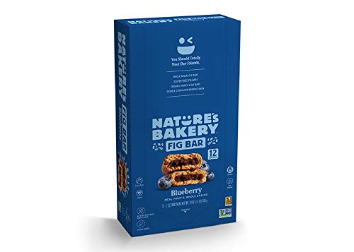 Nature’s Bakery Whole Wheat Fig Bars, Blueberry, Real Fruit, Vegan, Non-GMO, Snack bar, 1 box with 12 twin packs (12 twin packs)