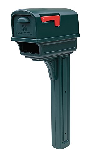 Gibraltar Mailboxes Gentry Large Capacity Double-Walled Plastic Green, All-In-One Mailbox & Post Combo Kit, GGC1G0000