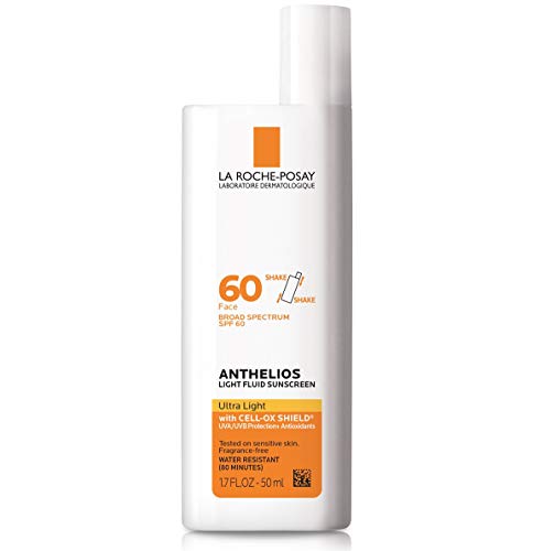 La Roche-Posay Anthelios Light Fluid Face Sunscreen Broad Spectrum SPF 60, Oxybenzone Free, Non Greasy, Non-Comedogenic, 1.75 Fl. Oz. (Packaging may vary)