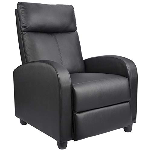 Homall Recliner Chair Padded Seat Massage PU Leather for Living Room Single Sofa Recliner Modern Recliner Seat Club Chair Home Theater Seating (Black)