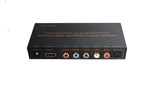 Universal Premium Quality HDMI to Component Video Converter with Stereo RCA L/R and Optical 5.1CH Surround Audio Outputs | Support 480i, 720P, 1080i and 1080P Video, Output PAL or NTSC | Model: H2CS