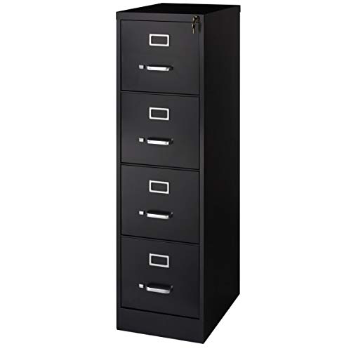 Realspace 22'D Vertical 4-Drawer File Cabinet, Metal, Black