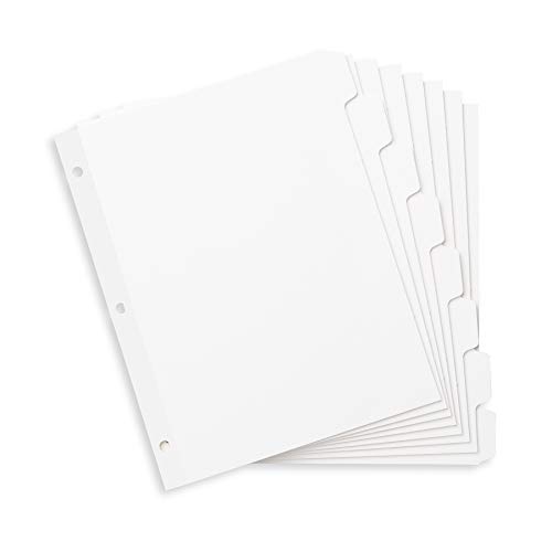 Blue Summit Supplies 3 Ring Binder Dividers with Reinforced Edge, 1/8 Cut Tabs, Letter Size, 3 Hole Punch Section Index Dividers for Binders, White, 96 Pack
