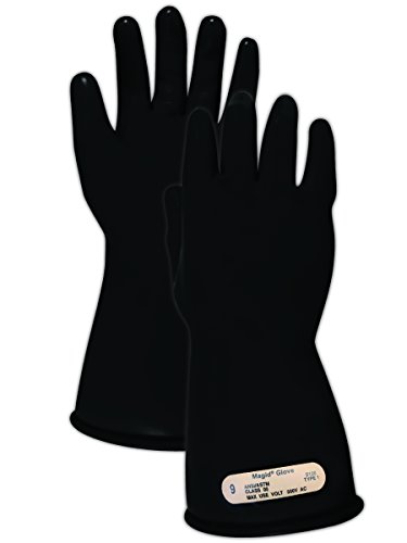 Magid Glove & Safety M0011B12 A.R.C. Natural Rubber Latex Electrical Insulating Gloves with Straight Cuff, Class 00, Size 12, 11' Length, Black (1 Pair)