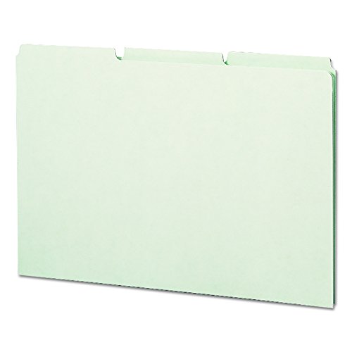 Smead 100% Recycled Pressboard File Guides, 1/3-Cut Tab (Blank), Legal Size, Gray/Green, 50 per Box (52334)