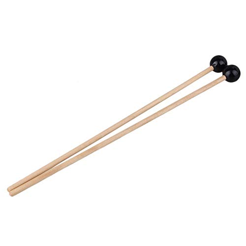 Timiy 1-Pair 15Inch Black Plastic Head Mallet Percussion Bell Mallets Sticks with Wooden Handle Music Accessories