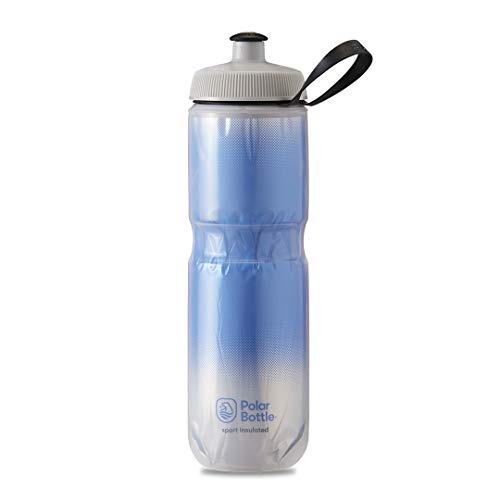 Polar Bottle Sport Insulated Water Bottle - BPA-Free, Sport & Bike Squeeze Bottle with Handle (Fade - Royal Blue & Silver, 24 oz)