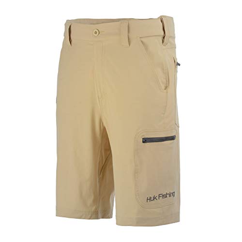 Huk Men's Next Level 10.5' Short | Quick-Drying Performance Fishing Shorts with UPF 30+ Sun Protection , Khaki, X-Large