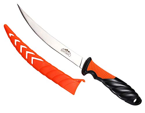 Huntsman Outdoors Fillet Knife - Razor Sharp 6 inch Stainless Steel Blade - Protective Sheath - Non Slip Grip