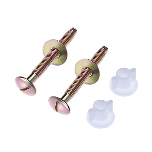Fanrel Solid Brass Toilet Bolts Screws Set Heavy Duty Bolts with Plastic Nuts and Washers, 3/10-Inch by 2-3/4-Inch(2 Pack)