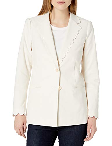 Rebecca Taylor Women's Scalloped Suiting Blazer, Vanilla, 12