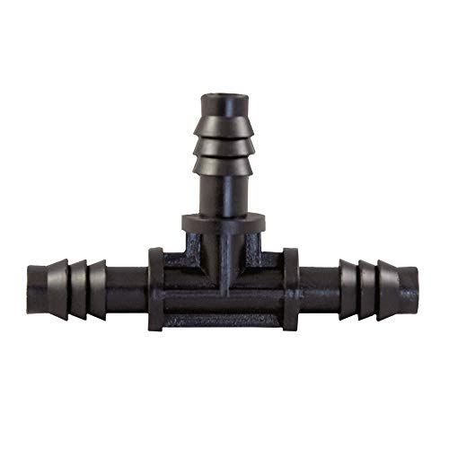 xGarden 3/8' Tee Barbed Connector Fitting for Hydroponics and Drip Tubing - 10 Units per Bag