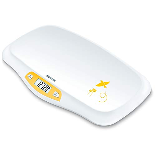 Beurer BY80 Baby Scale, Pet Scale, Digital | For: Infant, Newborn/Puppy, Cat – Animals | LCD Display, Weighs [LB/OZ/KG] Highly Accurate | Hold & Tare Function | Curved Weighing Platform, (44 lbs)