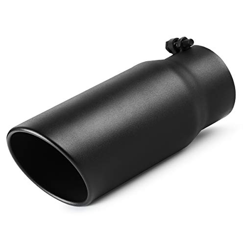 4 Inch Inlet Exhaust Tip, A-KARCK Bolt On 4' Inlet 5' Outlet 12' Long Black Coating Exhaust Tailpipe Tip, Stainless Steel Rolled Edge