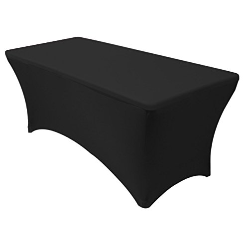 Your Chair Covers - 6 ft Rectangular Fitted Spandex Tablecloths Patio Table Cover Stretchable Tablecloth - Black