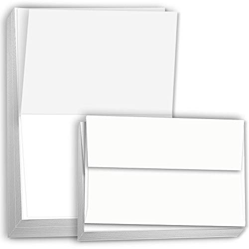 Hamilco Card Stock Folded Blank Cards with Envelopes 5 1/2 x 8 1/2' - Scored White Cardstock Paper 80lb Cover - 100 Pack