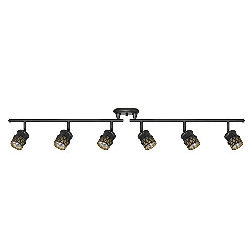 Globe Electric 59086 Kearney 6-Light Foldable Track Lighting, Oil Rubbed Bronze Finish, Champagne Glass Shades, Bulbs Included