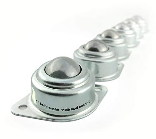 TruePower 10-9121 1' Roller Ball Transfer Bearings, Load-bearing Capacity 110 Lbs, Set of 6, 1-Pack