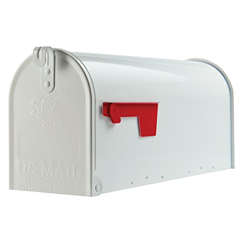 Gibraltar Mailboxes Elite Medium Capacity Galvanized Steel White, Post-Mount Mailbox, E1100W00