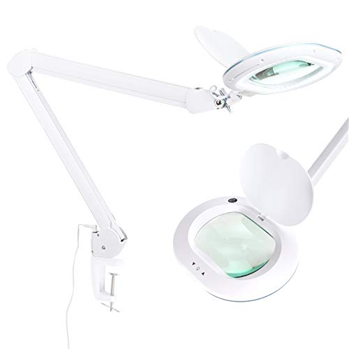Brightech LightView PRO XL Magnifying Clamp Lamp – Super Comfy, Easy to Use Craft & Pro Magnifier with Bright LED Light for Desk, Table & Workbench - Wide Glass Lens – Dimmable & Light Color Adjusting