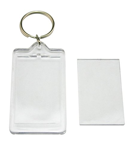 24Pcs Clear Acrylic Blank Insert Photo Picture Frame Keychain Keyring, Rectangle