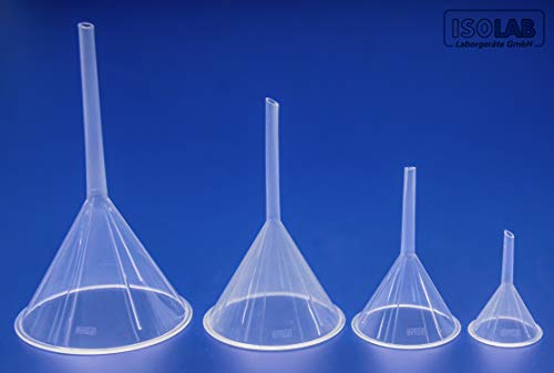 ISOLAB USA - Multipurpose Plastic Lab Funnels Laboratory Clear White Plastic Filter Funnel (Set of 4) (40-60-80-100 mm) Bottle Filling, Perfumes, Essential Oils.