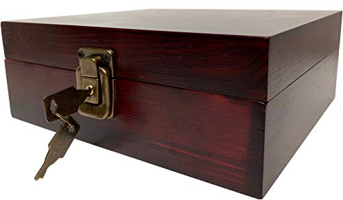 Locking Stash Box with Rolling Tray - Wood Stash Box With Lock - Wood Storage Box Stash Boxes (Dark Brown)