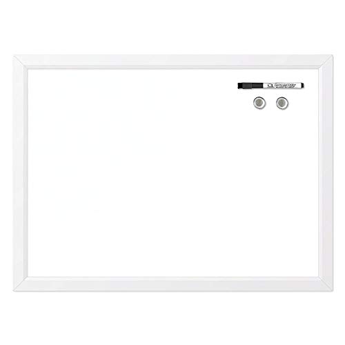Quartet Magnetic Whiteboard, 17' x 23' Small White Board for Wall, Dry Erase Board for Kids, Perfect for Home Office & Home School Supplies, Dry Erase Marker, Magnets, White Frame (MWDW1723M-WT)