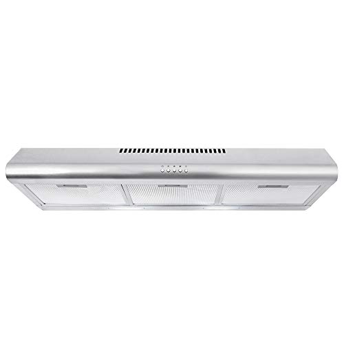 Cosmo COS-5MU36 36 in. Under Cabinet Range Hood Ductless Convertible Duct, Slim Kitchen Stove Vent with 3 Speed Exhaust Fan, Reusable Filter and LED Lights in Stainless Steel, 36 inch