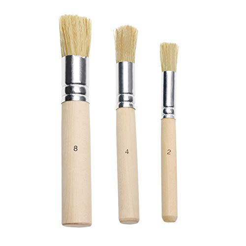 Penta Angel Wooden Stencil Brush Set 3Pcs Natural Bristle Template Paint Brushes for Acrylic Oil Watercolor Art Painting on Wood Wall Paper and Crafts Project DIY