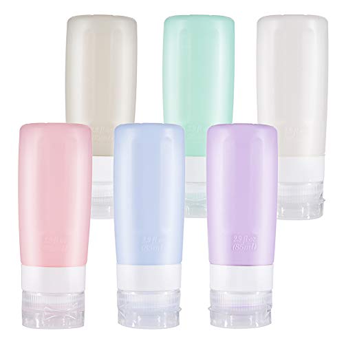 Travel Bottles sincewo Travel Containers TSA Approved Travel Size Toiletries Containers 3oz Leak Leakproof Silicone Travel Bottles for Shampoo Conditioner Lotion Face Body Wash (6 Pack)