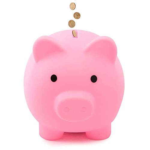 IPEAIN Cute Plastic Pig Money Bank Unbreakable Piggy Bank Toy for Boys Girls Kids Toddler Adults Birthdays Home Decoration (Pink)